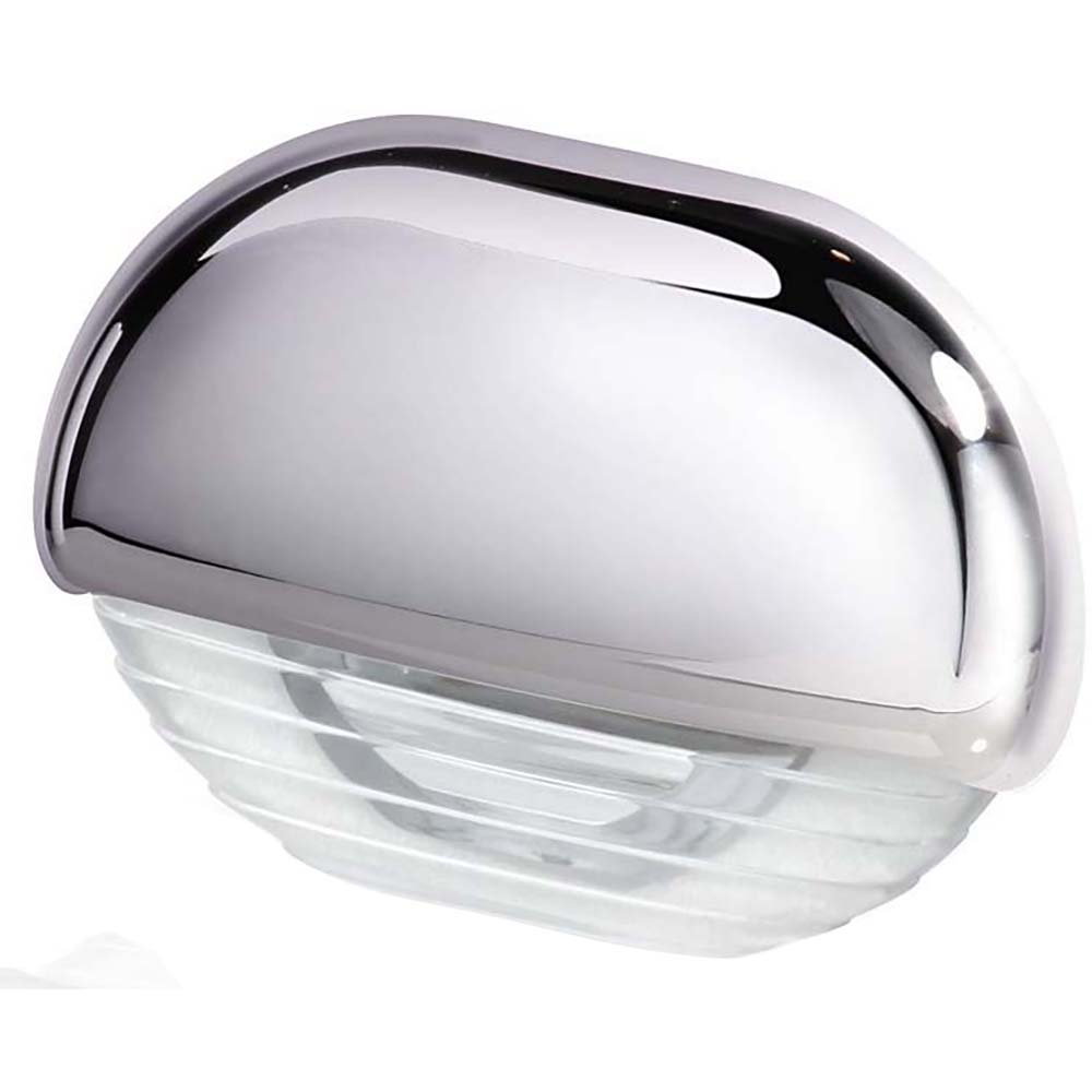 Hella Marine White LED Easy Fit Step Lamp with Chrome Cap, IP67 sealed, 30-degree downward beam, 12V 24V DC