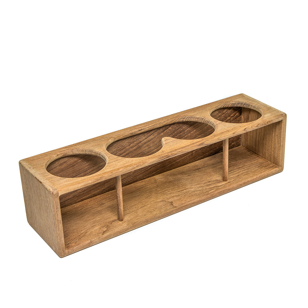 Whitecap teak four-position drink and binocular rack, 14-1/4 x 4 x 3-1/2 inches