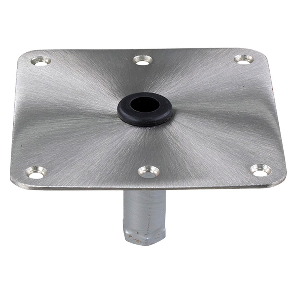 Springfield Marine KingPin 7x7 inch satin stainless steel threaded square boat seat base with nylon bushing