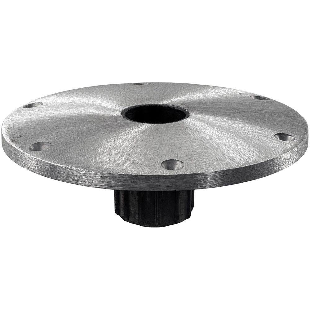 Springfield Spring-Lock 9-inch satin aluminum round base for below-deck boat seat post mount