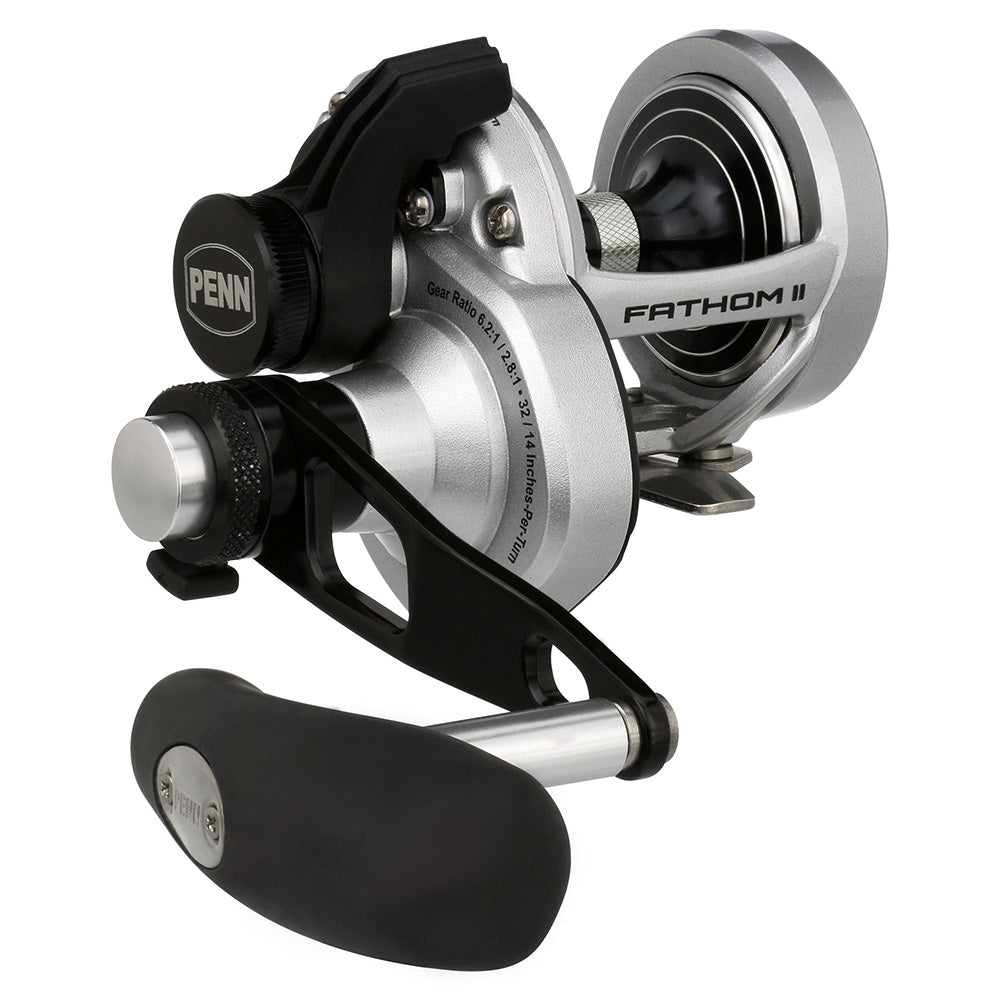 PENN Fathom II Lever Drag 2-Speed 15LD2 saltwater reel in black and silver