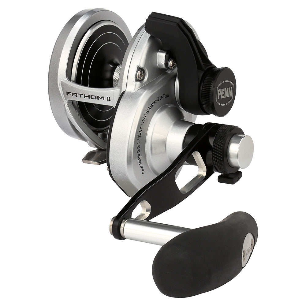 PENN Fathom II Lever Drag 2-Speed 15XNLD2LH Left Hand Reel in Black and Silver