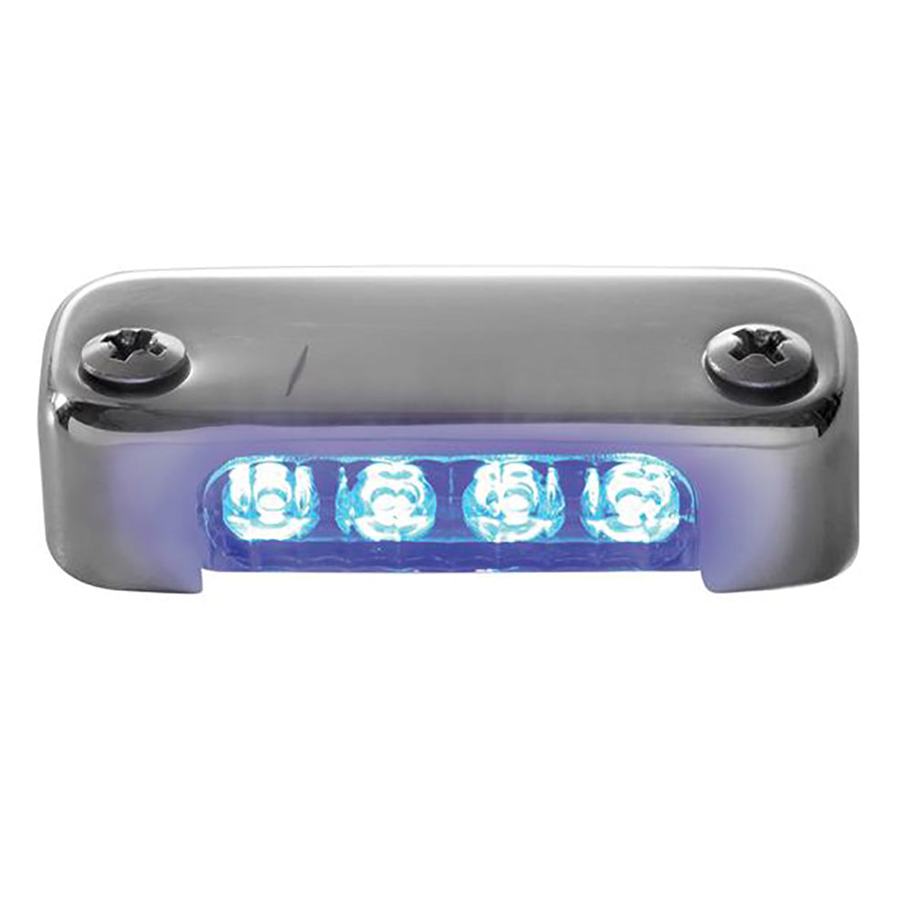 Attwood Blue LED Micro Light with electropolished stainless steel bezel and vertical mount