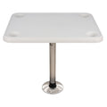 Springfield 16x28 white rectangular boat table package with Threadlock post and surface mount base