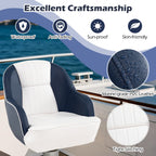 Pontoon Boat Captain Seat with Armrests - Blue & White