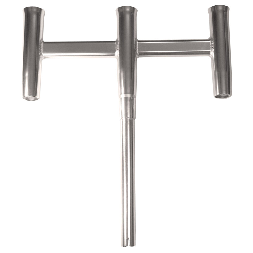 TACO Deluxe Trident Rod Holder Cluster Straight polished aluminum three-rod gunnel mount for kite fishing