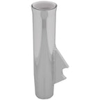 TACO Marine flared weld-on rod holder 9-3/4 inch polished anodized aluminum with white PVC liner and 3/8 inch coped blade