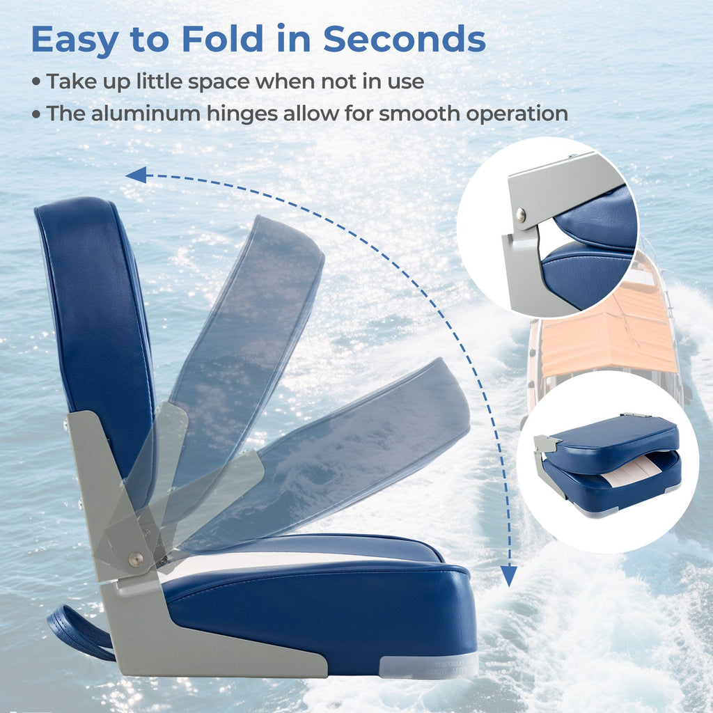 Folding Boat Seats 2-Pack Low Back Waterproof Marine Chairs