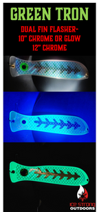 Ice Strong Outdoors - 10" or 12" Chrome Fishblades - Dragon/Dragon Slayer/Blue Tron/Green Tron