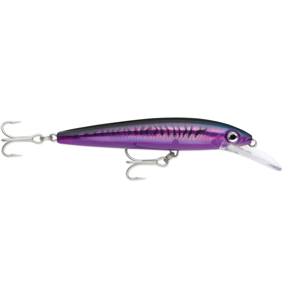 Rapala Husky Magnum 15 5-1/2 inch Purple Mackerel high-speed trolling lure with holographic foil and VMC Perma Steel hooks