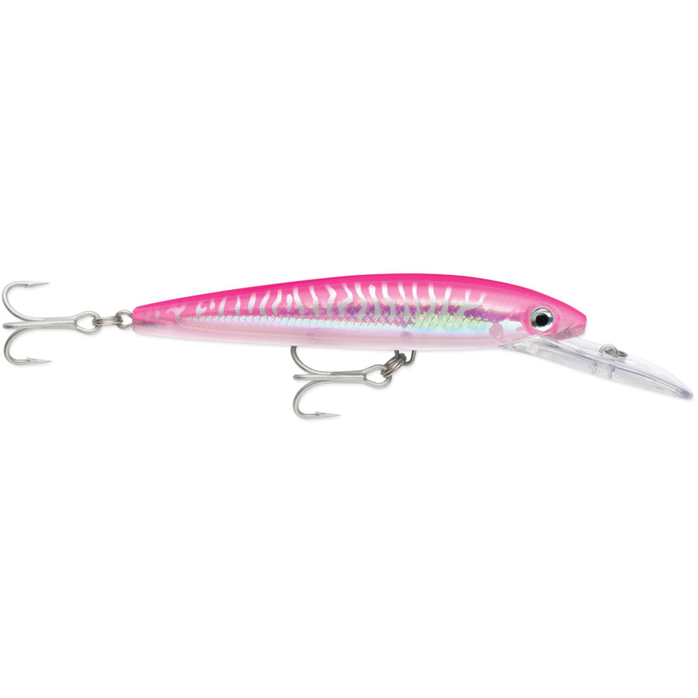 Rapala Husky Magnum 25 6-1/4 inch Hot Pink UV high-speed trolling lure with holographic foil and VMC Perma Steel hooks