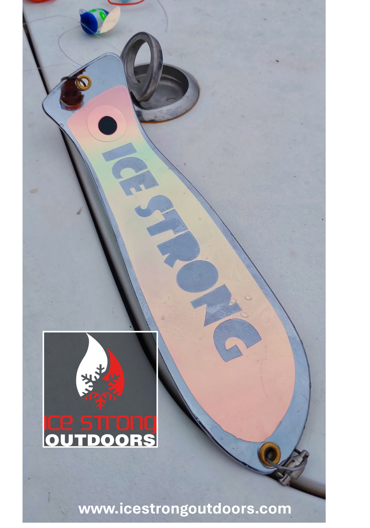 Ice Strong Outdoors - 10" ChromeDual Fin and NO Fin Options Fishblades  PERSONALIZED!