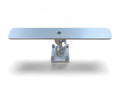 Cisco Side-by-Side Electronics Mount with two fishfinder displays on a wide aluminum plate, shown folded and deployed