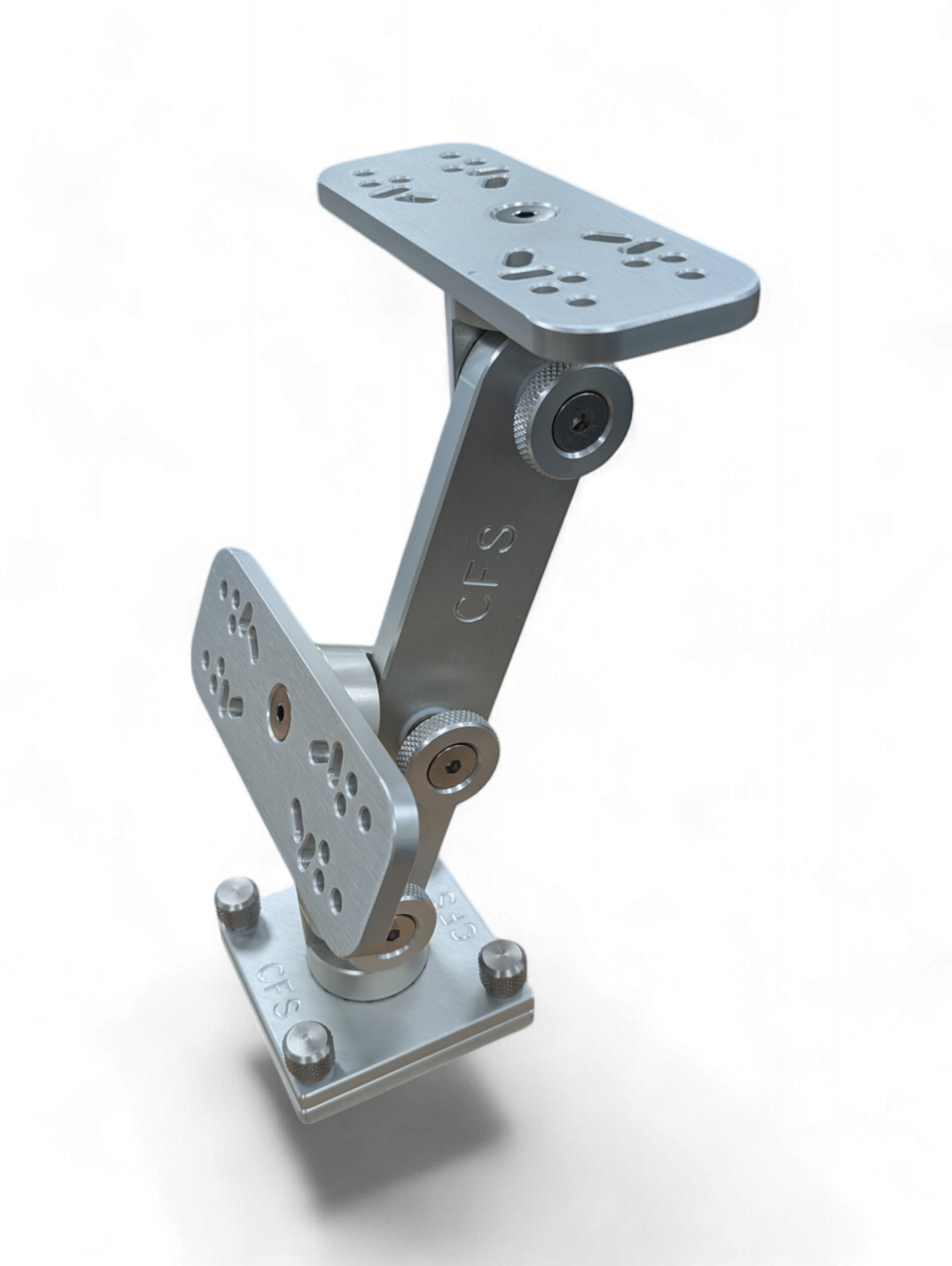 Cisco Double Stack Electronics Mount with two displays stacked on anodized aluminum column