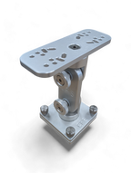 Cisco Dual Articulating Electronics Mount in solid 6061 aluminum with military-spec anodized finish, showing rotating plate, arm, and base joints