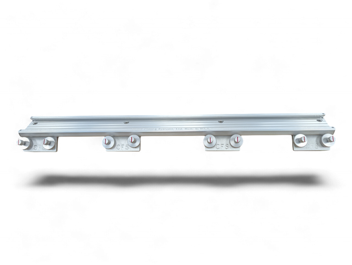 Cisco Fishing Systems Bridged Track System mounted along straight gunnel section