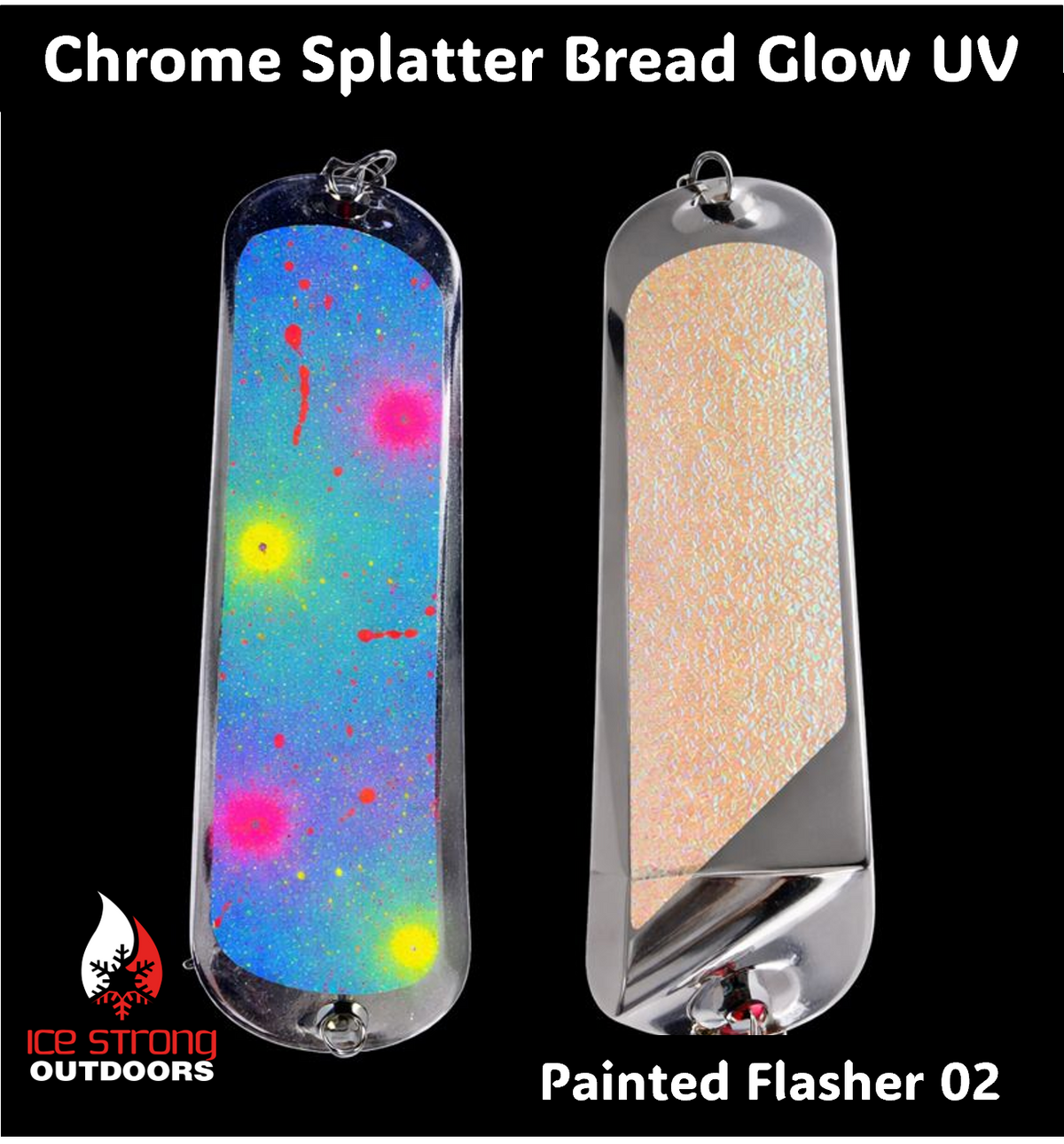 Ice Strong Outdoors - 8.5" Dual Fin Flasher Series - Painted Glow/UV Series