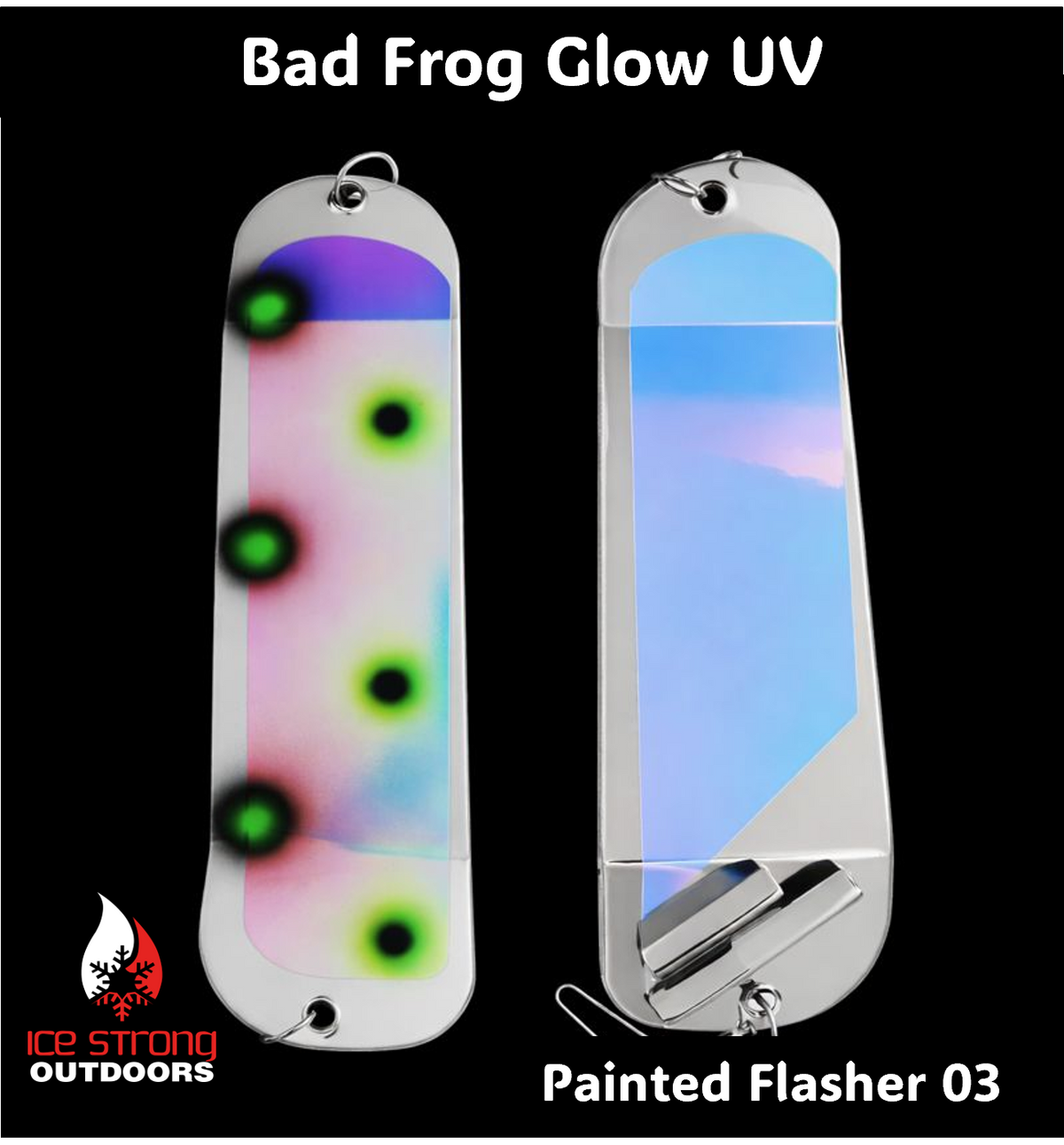 Ice Strong Outdoors - 8.5" Dual Fin Flasher Series - Painted Glow/UV Series