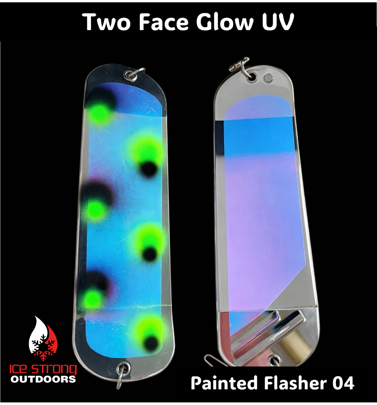 Ice Strong Outdoors - 8.5" Dual Fin Flasher Series - Painted Glow/UV Series
