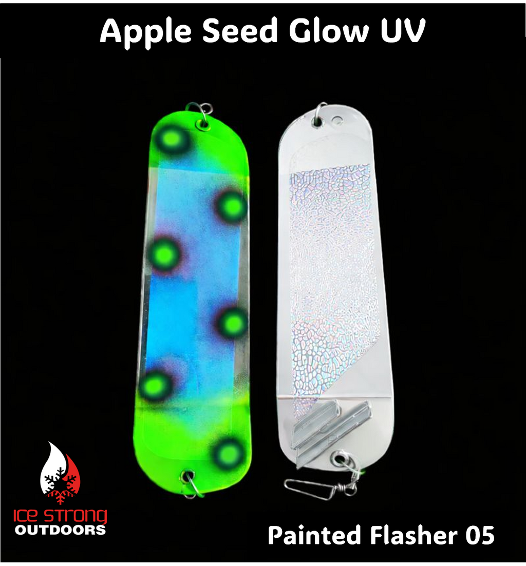 Ice Strong Outdoors - 8.5" Dual Fin Flasher Series - Painted Glow/UV Series - NEW DRIP SERIES LAUNCHED MAY 2026