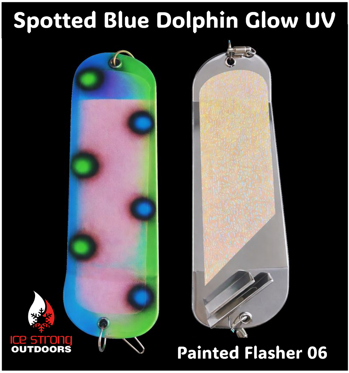 Ice Strong Outdoors - 8.5" Dual Fin Flasher Series - Painted Glow/UV Series