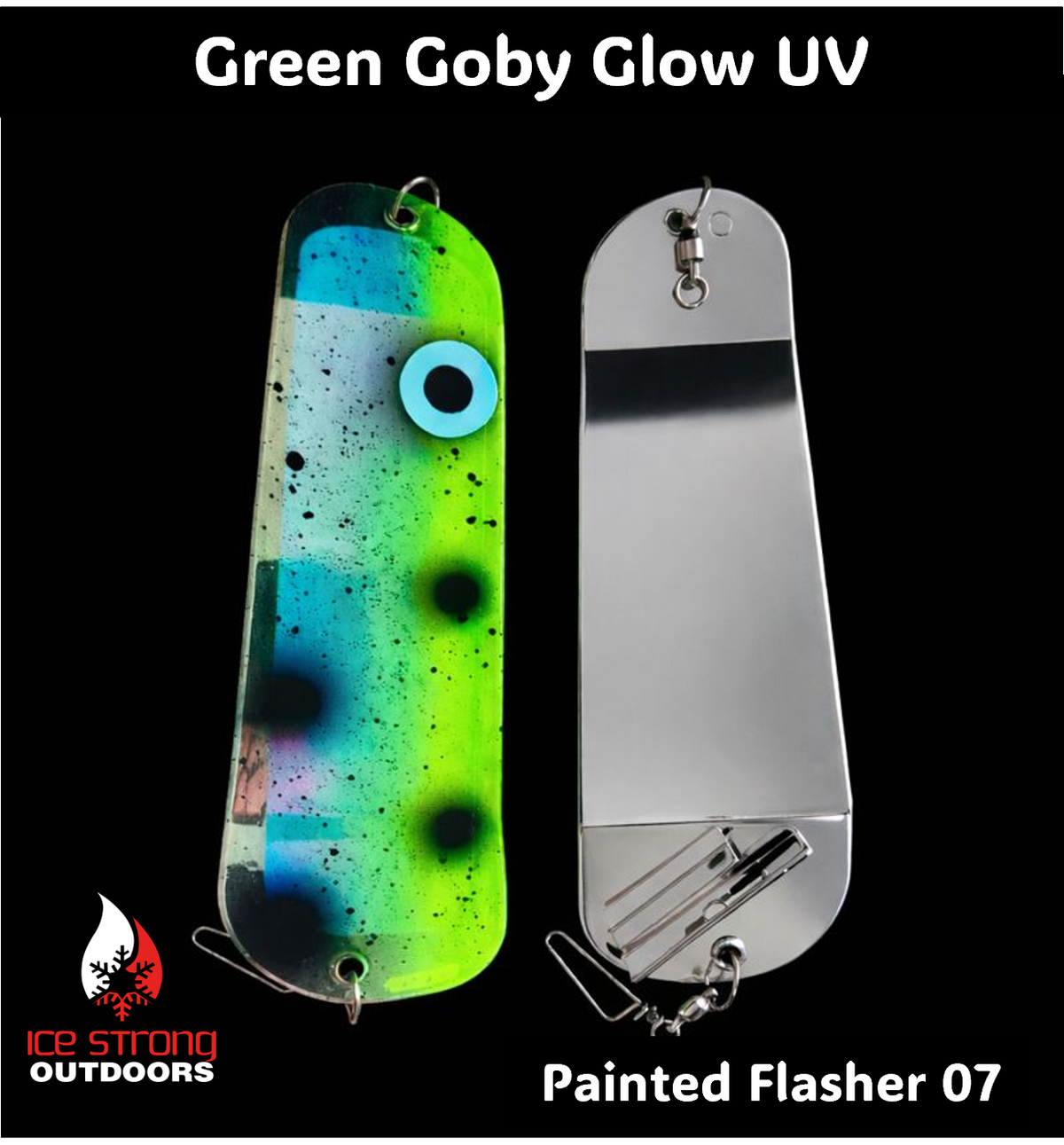 Ice Strong Outdoors - 8.5" Dual Fin Flasher Series - Painted Glow/UV Series