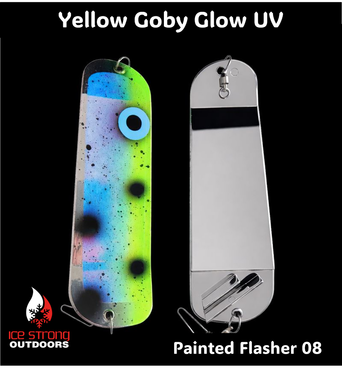 Ice Strong Outdoors - 8.5" Dual Fin Flasher Series - Painted Glow/UV Series