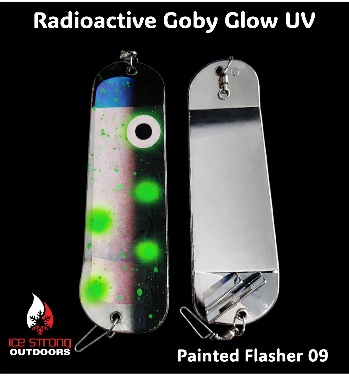 Ice Strong Outdoors - 8.5" Dual Fin Flasher Series - Painted Glow/UV Series