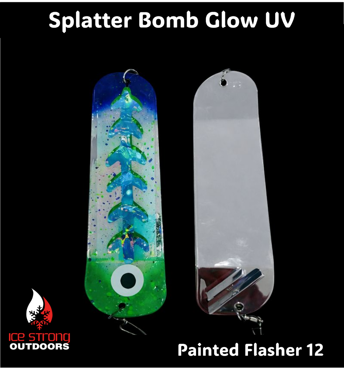 Ice Strong Outdoors - 8.5" Dual Fin Flasher Series - Painted Glow/UV Series