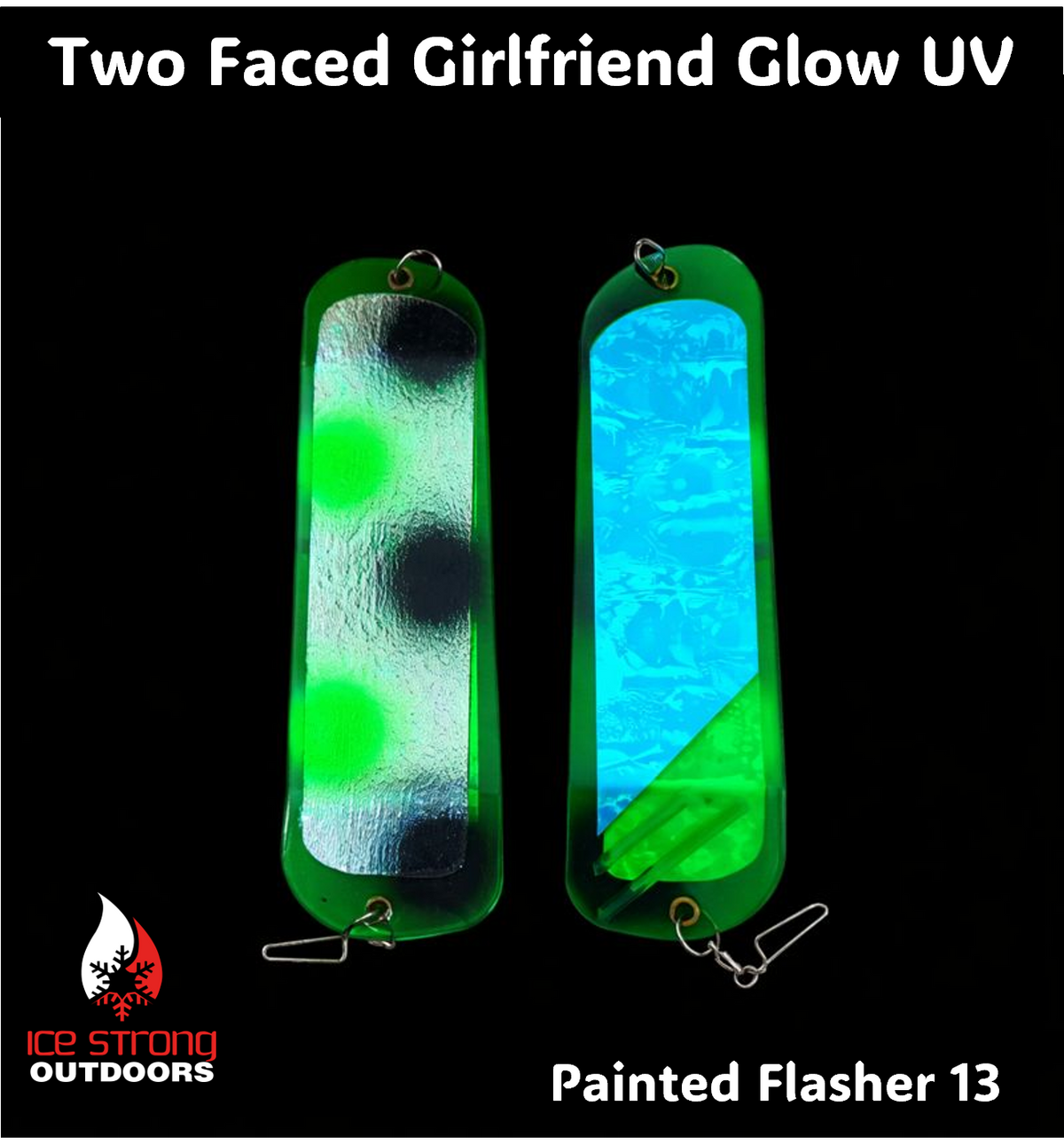 Ice Strong Outdoors - 8.5" Dual Fin Flasher Series - Painted Glow/UV Series