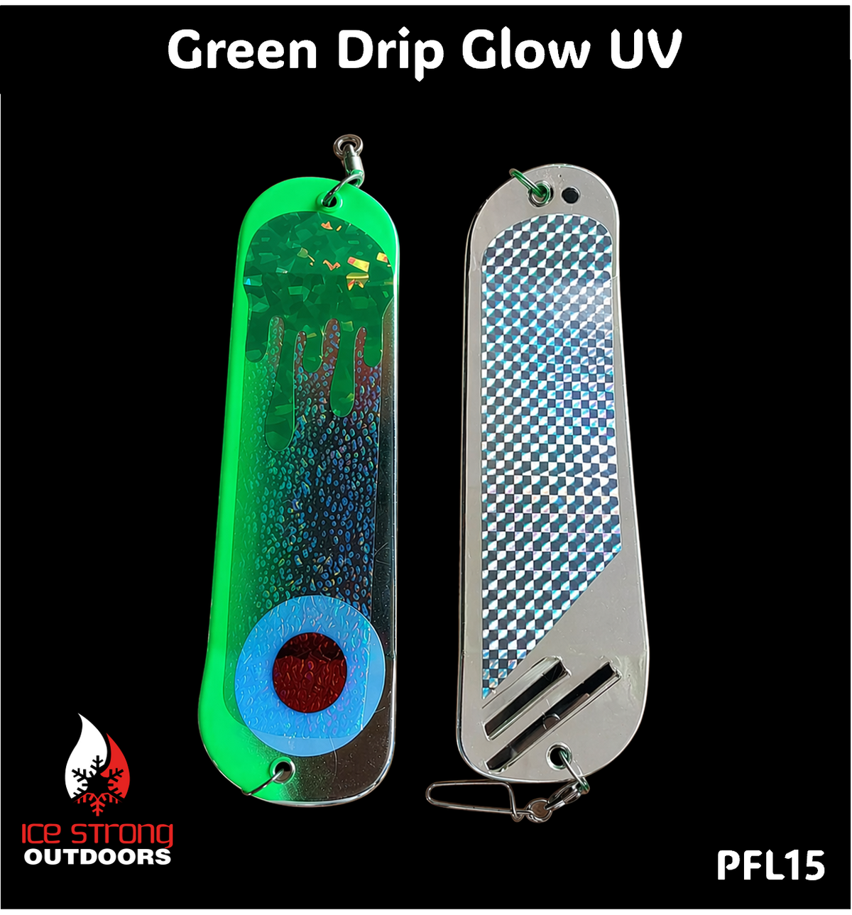Ice Strong Outdoors - 8.5" Dual Fin Flasher Series - Painted Glow/UV Series