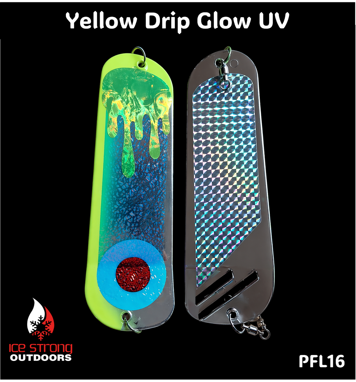 Ice Strong Outdoors - 8.5" Dual Fin Flasher Series - Painted Glow/UV Series
