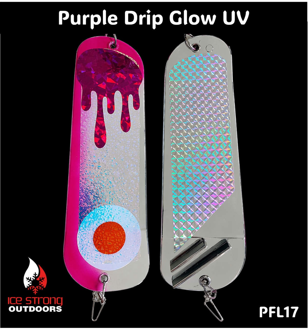 Ice Strong Outdoors - 8.5" Dual Fin Flasher Series - Painted Glow/UV Series