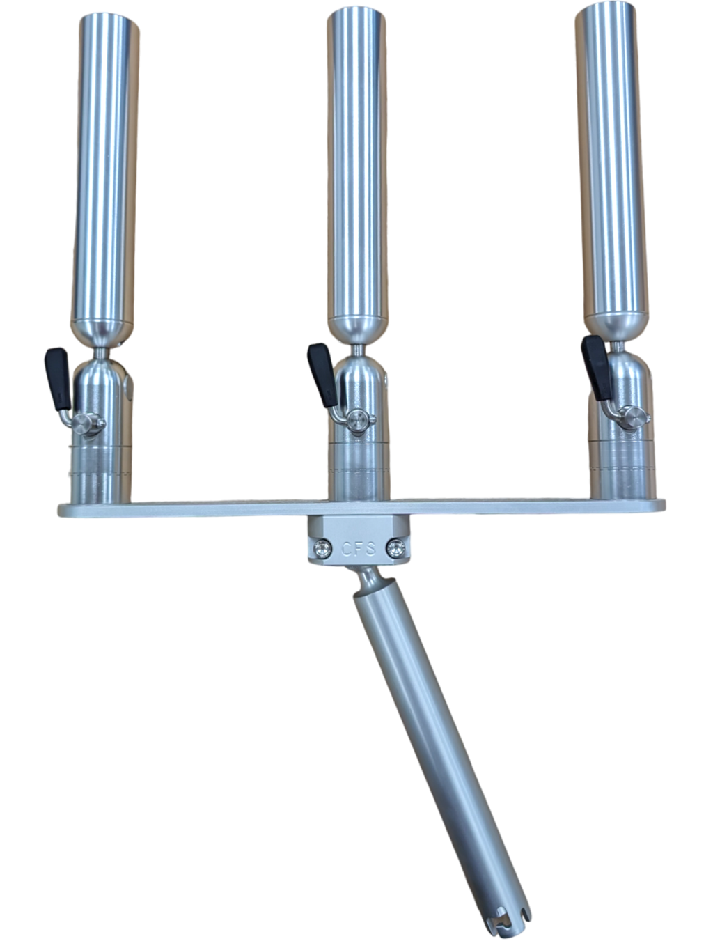 Cisco Triple Tube Rod Holder in anodized aluminum with three independently indexing rod tubes
