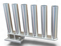 Cisco 6-Pack Rod Storage Mount in solid anodized aluminum mounted on Cisco track rail