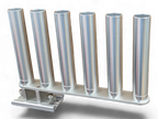 Cisco 6-Pack Rod Storage Mount in solid anodized aluminum mounted on Cisco track rail