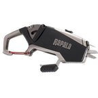 Rapala Fisherman's Multi-Tool with retractable scissors, jig eye punch, line threader, and carabiner clip