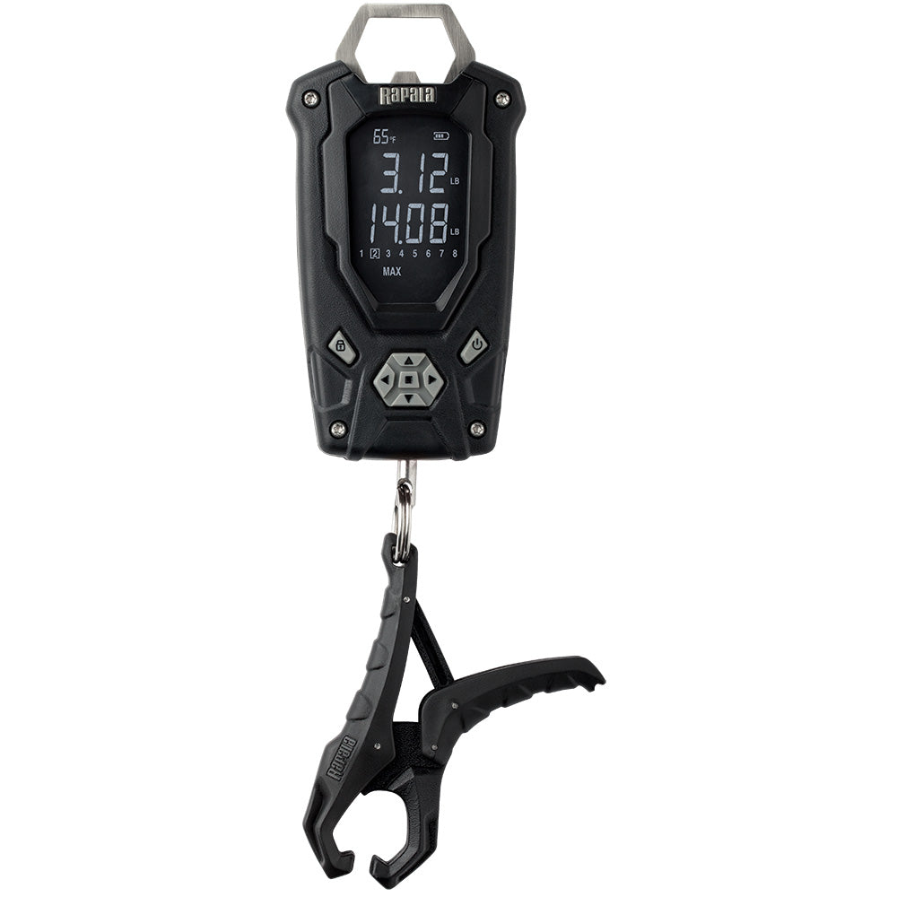 Rapala 50lb High Contrast Digital Scale with reverse image LCD display and fish gripper
