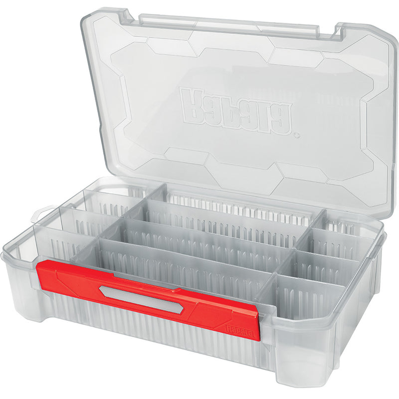 Rapala RapStack 3700 Deep Tackle Tray 14x9x3.25 inch UV-resistant stackable tackle storage tray with deep dividers