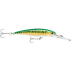 Rapala X-Rap Magnum 20 Gold Green Mackerel deep-diving trolling lure with holographic foil body and VMC hooks