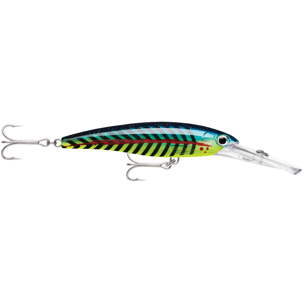 Rapala X-Rap Magnum 30 Lime Light UV deep-diving trolling lure with holographic foil body and VMC hooks