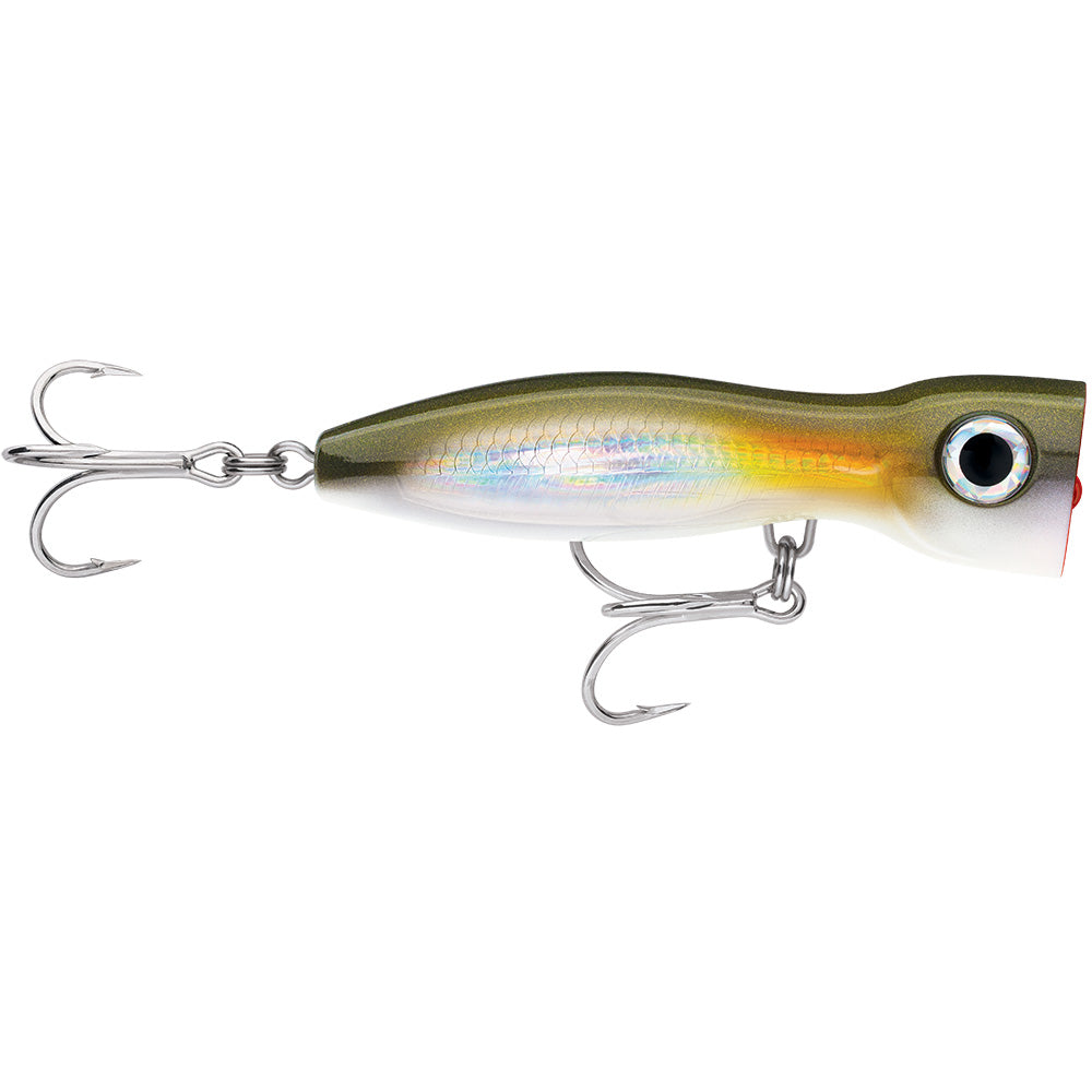 Rapala X-Rap Magnum Xplode 130 topwater popper lure in AYU color with VMC 6X Tropic Spark Point hooks