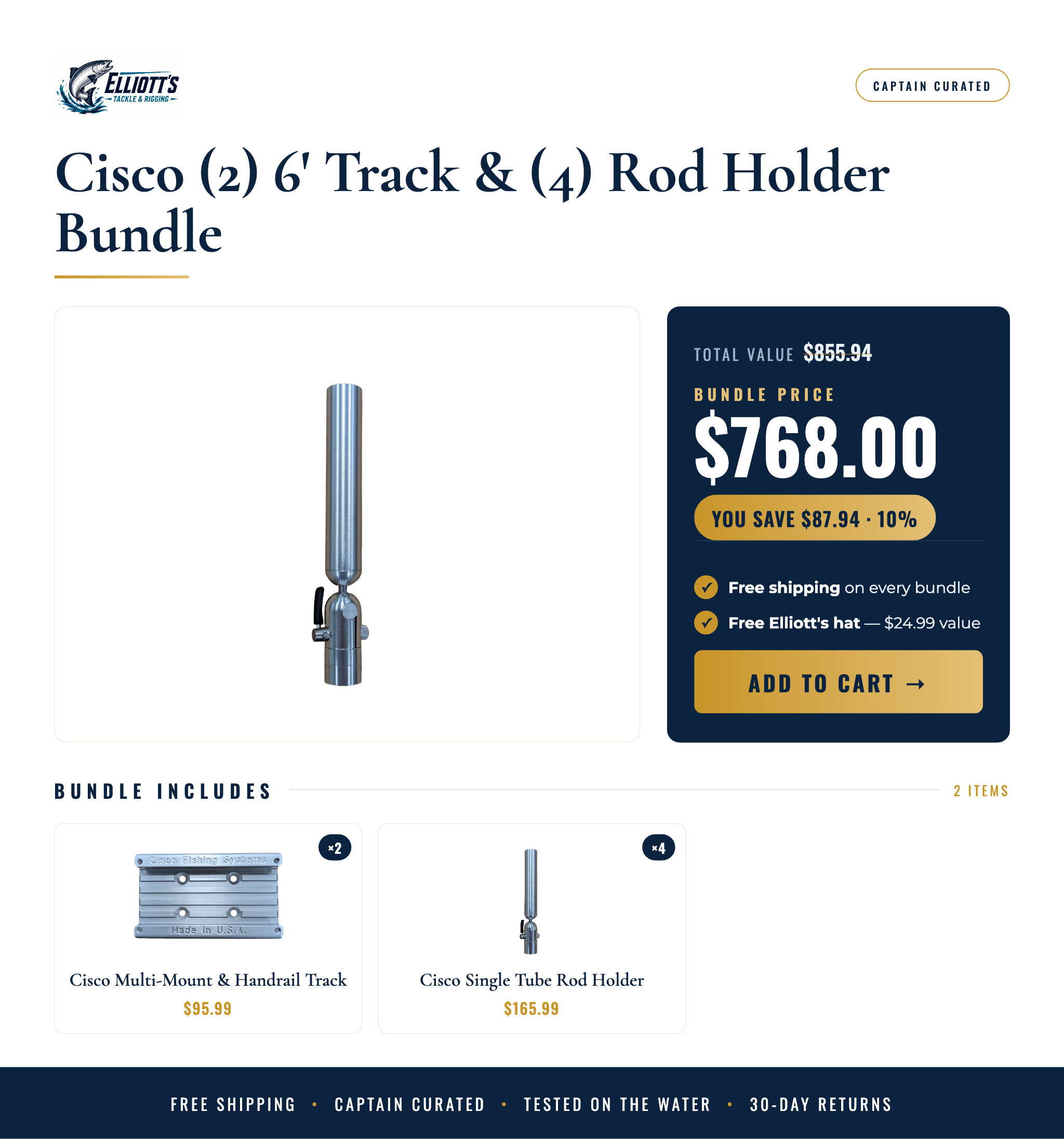 Cisco (2) 6' Track & (4) Rod Holder Bundle