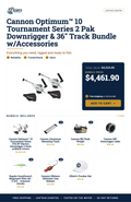 Cannon Optimum™ 10 Tournament Series 2 Pak Downrigger & 36" Track Bundle w/Accessories