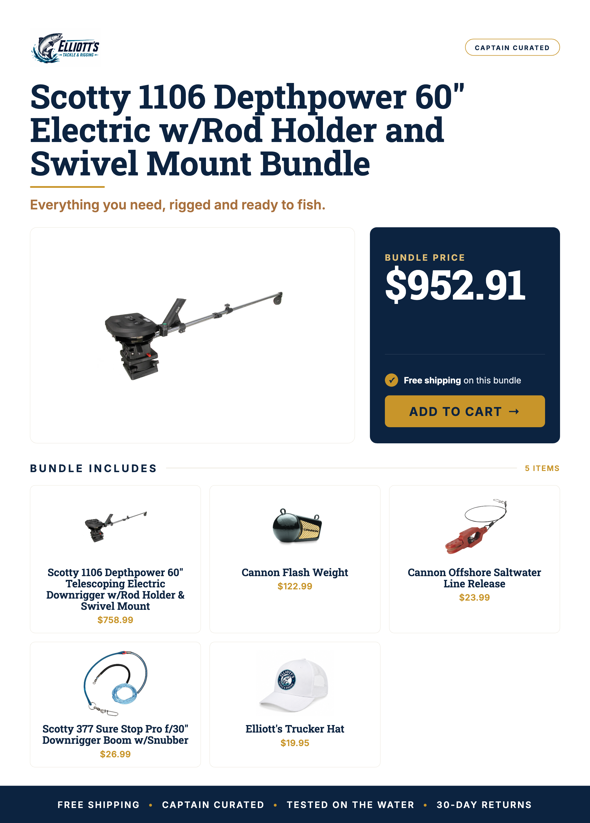 Scotty 1106 Depthpower 60" Electric w/Rod Holder and Swivel Mount Bundle