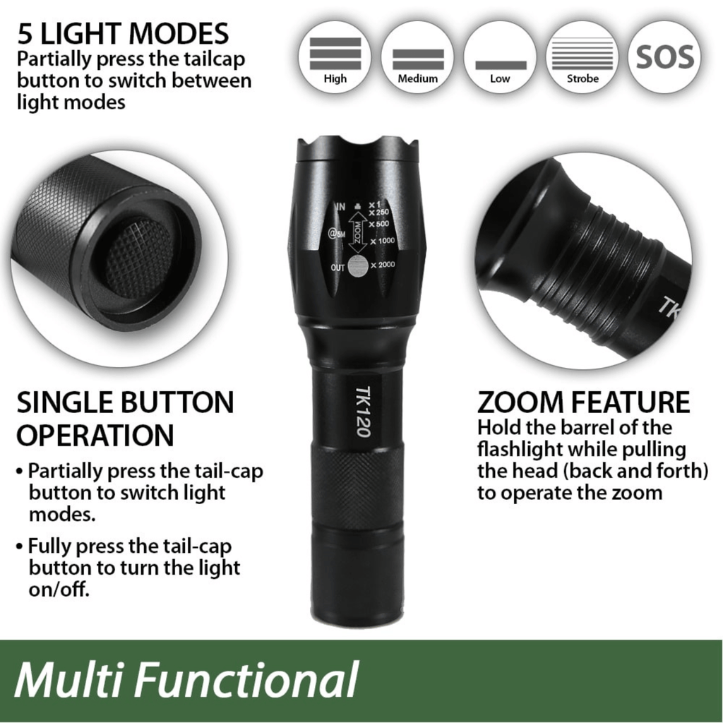 EcoGear FX TK120 LED Tactical Flashlight with Strobe