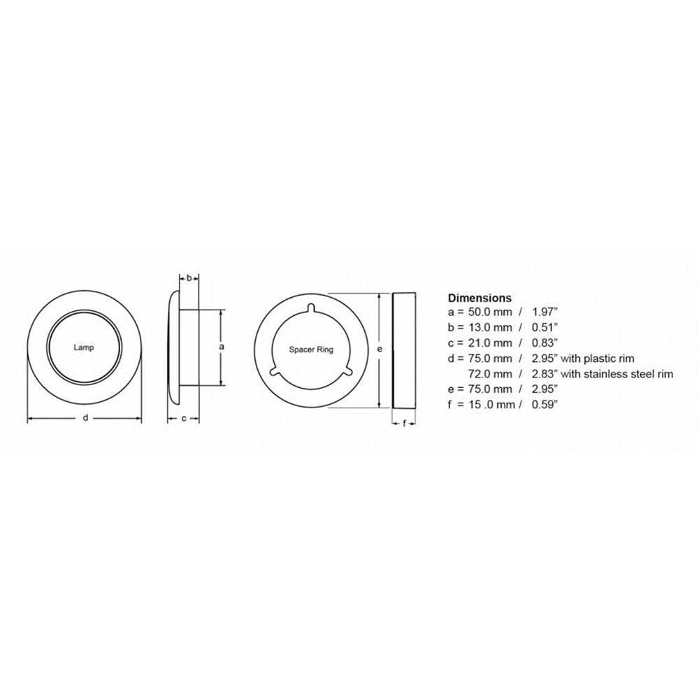 Hella Marine Polished Stainless Steel Rim LED Courtesy Lamp