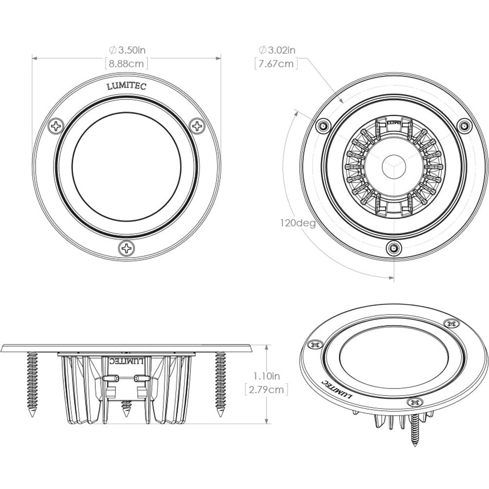 Lumitec Shadow - Flush Mount Down Light - Polished SS Finish