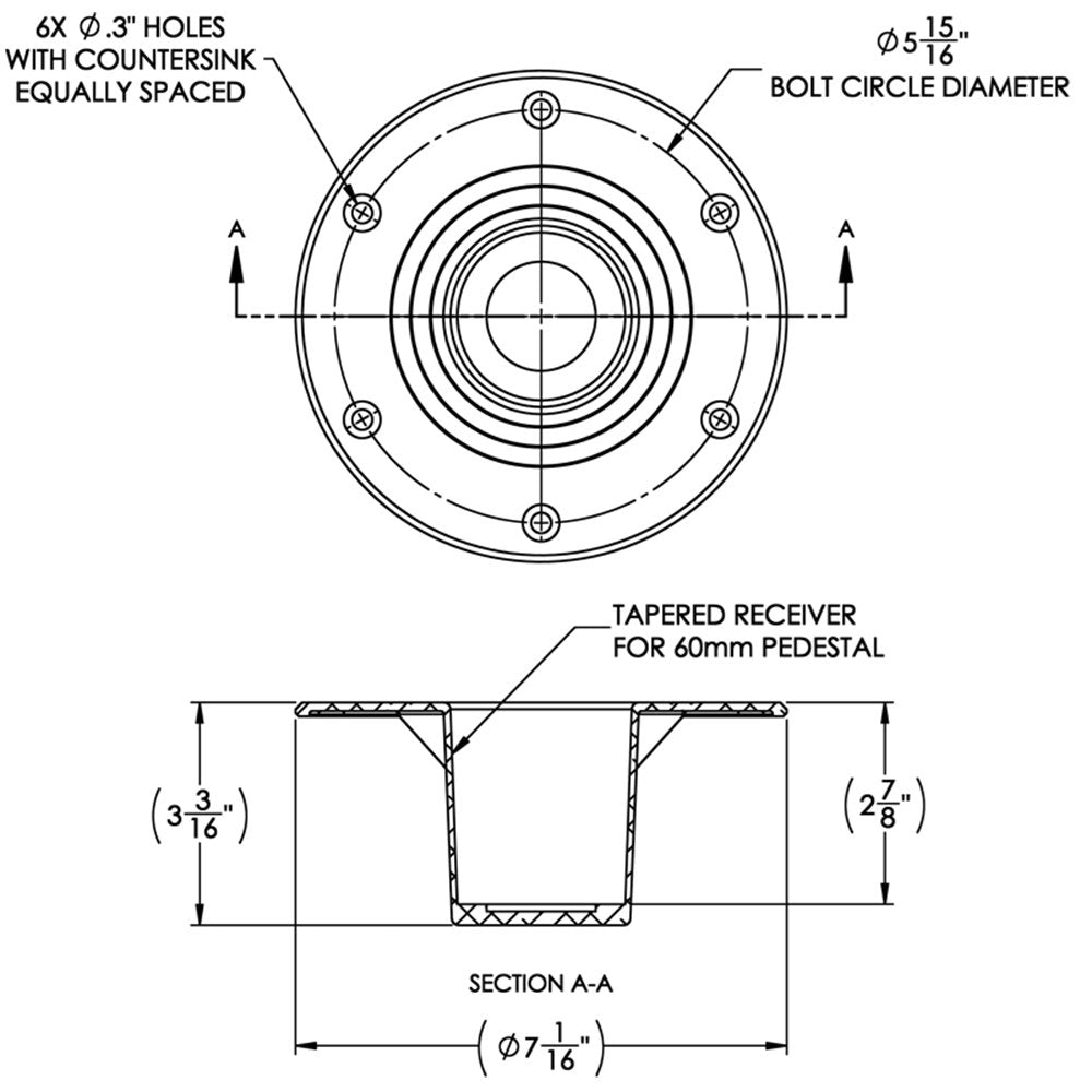 TACO Table Support - Flush Mount